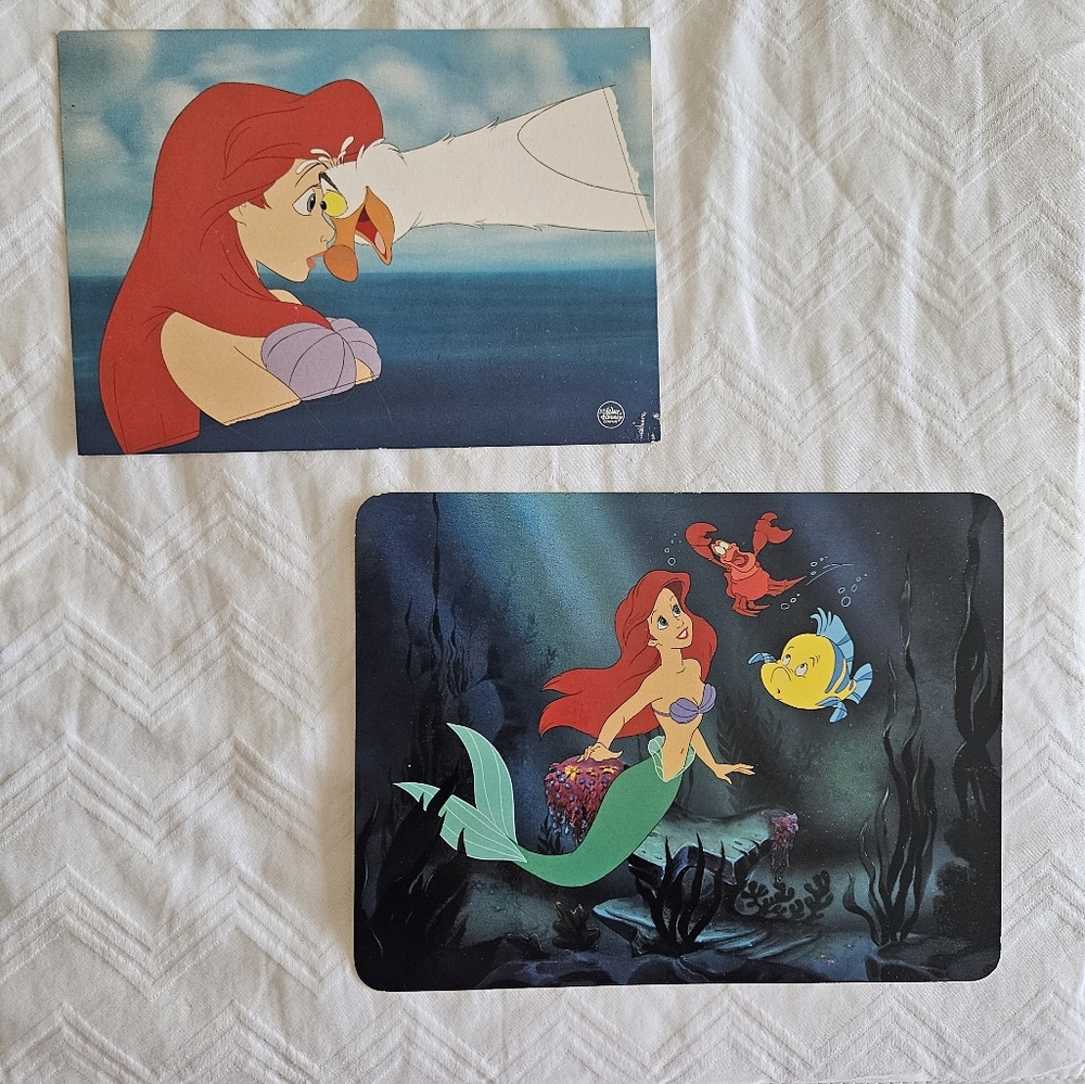 2 Vintage Disney Little Mermaid Ariel and Friends Post Cards